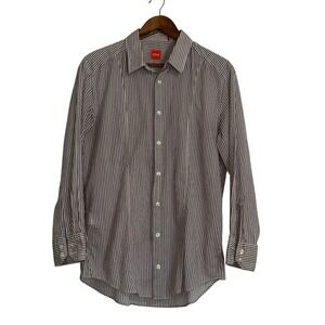 Hugo Boss Button Down Shirt Mens Large Purple White Striped Long Sleeve